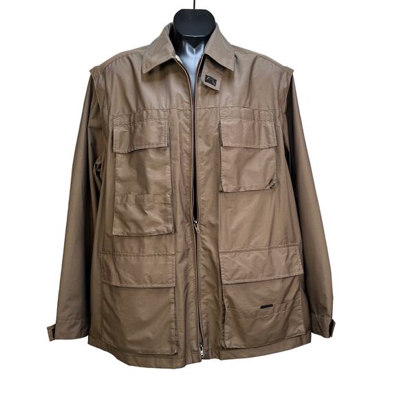 Vintage Navy Coat Brown Windbreaker Convertible Jacket Preca - Picture 1 of 15